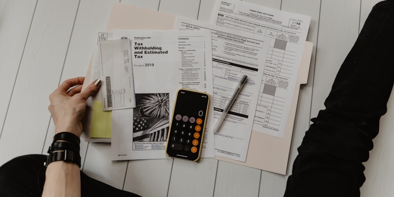 Budget planning with calculator and notebook